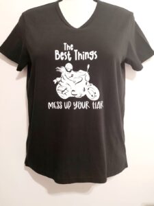 Ladies T-shirt biker messy things