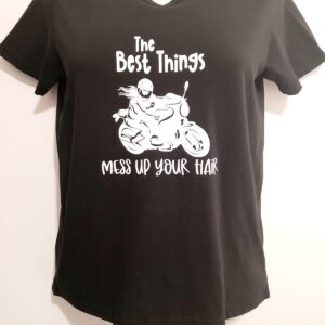 Ladies T-shirt biker messy things
