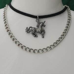 double choker with unicorn piece